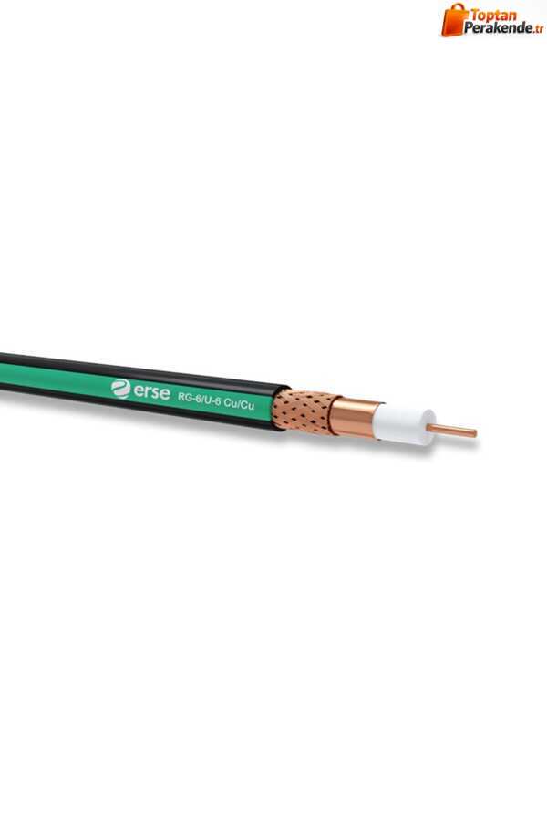 Erse RG6 U6 Cu/Cu Anten Kablosu Siyah Yeşil